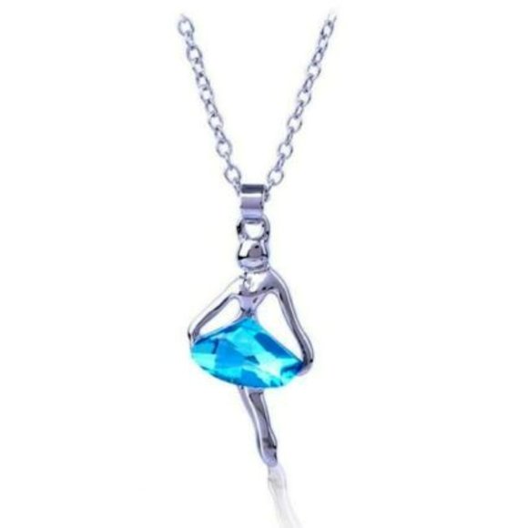 Jewelry - Light Blue Sapphire CZ Ballerina Dancer Pendant